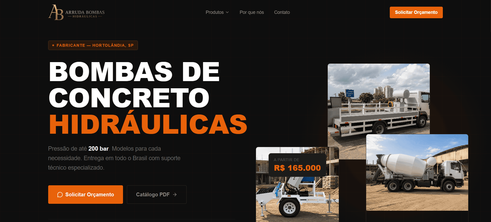 Captura do site Arruda Bombas Hidráulicas