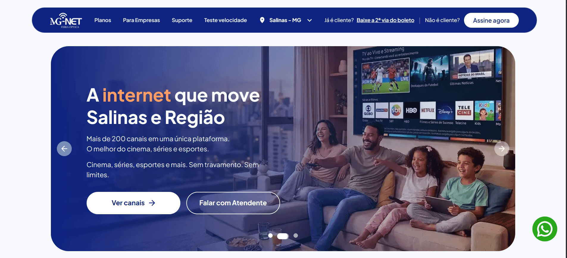 Prévia do site MG NET SAL
